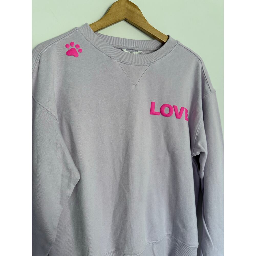 WILDFOX new light lilac purple hot pink Dogs Love Me pullover crew sweater top - Picture 7 of 7